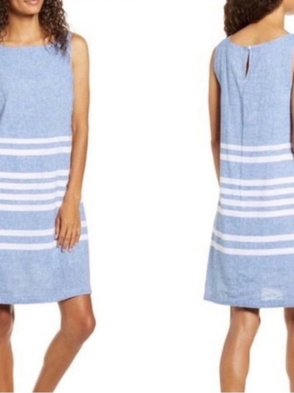 BeachLunchLounge Sleeveless Blue Stripe Shift Dress